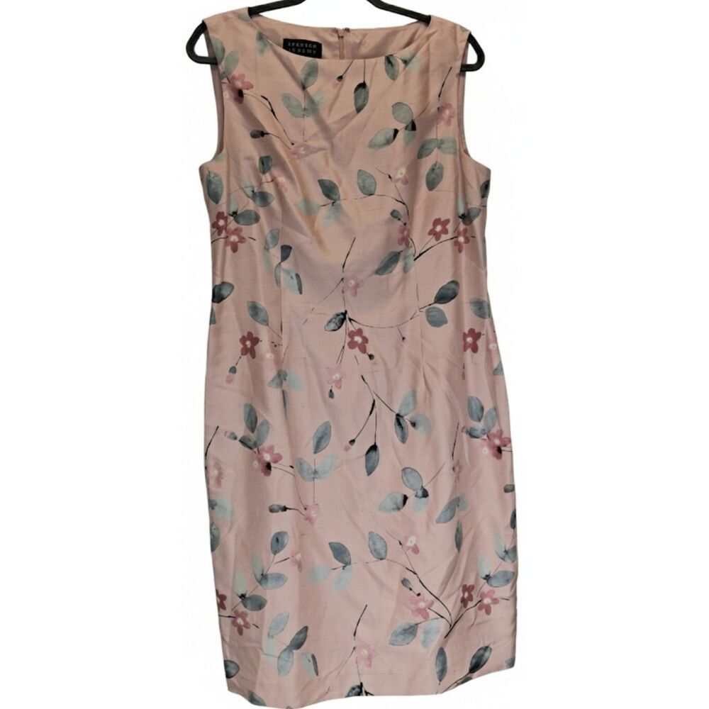 Spenser Jeremy womens size 12 sheath dress blush pink floral 100% silk